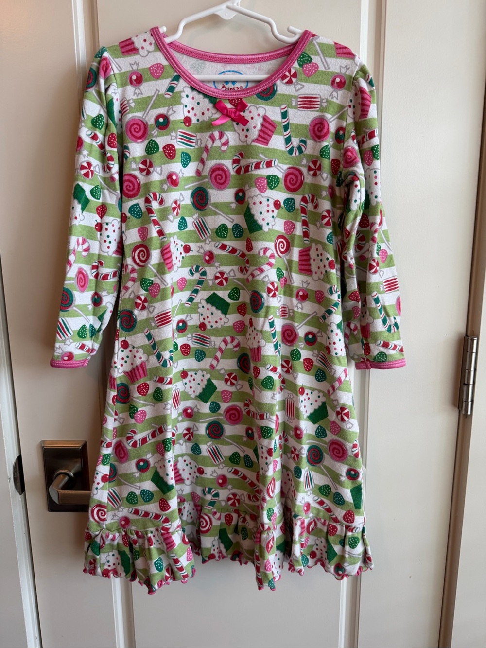 Sara's Prints Pink & Green Candy-Striped Girls Nightgown